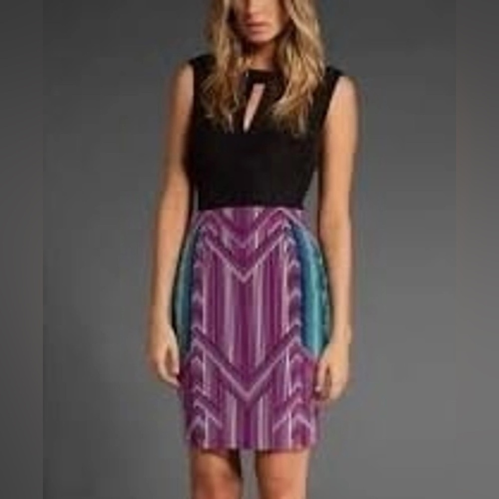 Trina Turk Business Cocktail Two-Tone Dress
